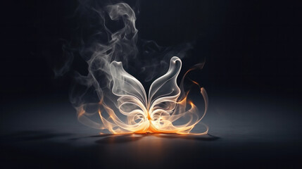 Fototapeta premium Magical creature butterfly concept with copy space on black background