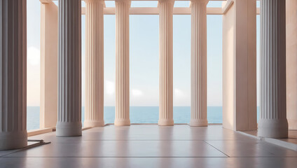 Minimalistic 3D beams and columns forming a balanced architectural background. - obrazy, fototapety, plakaty