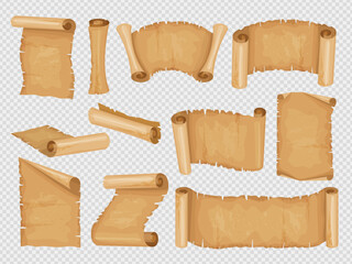 Old papyrus. Vintage scroll paper with historical messages recent vector antique papyrus