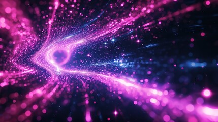 Obraz premium Stunning visualization of a tunnel-like galaxy with a vibrant pink and blue color palette, suggesting a journey through space.