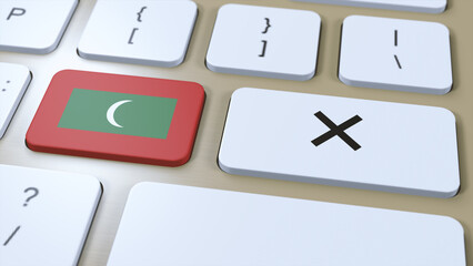Maldives National Flag and Cross or No Button 3D Illustration