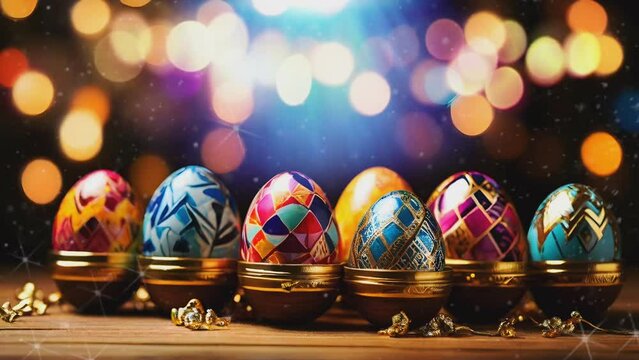 easter day background with colorful eggs  