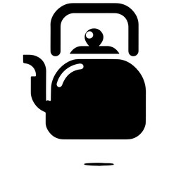 tea kettle vector icon with cup silhouette, black color silhouette