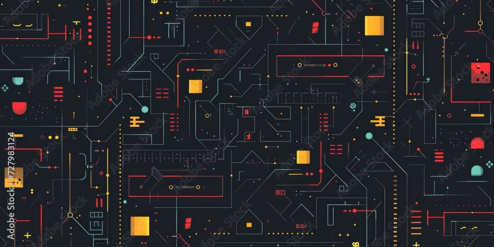 Poster repetitive dark background pattern for a website dedicated to retro logic puzzle and strategy game d
