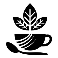 tea leaf vector icon logo silhouette, clipart, symbol