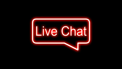live chat neon icon. speech bubbles concept. like red bubble. Secretary Live Chat label on white background. Flat banner.