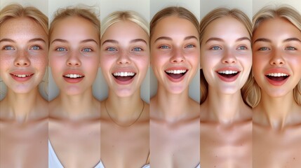 Obraz premium Series of Close-Up Portraits Showing a Womans Face
