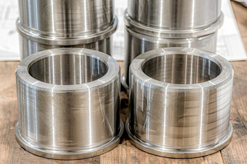 Cylindrical parts in stock manufactured on a cnc lathe.