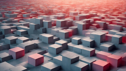 Soft gradient 3D cubes resembling smoothed concrete blocks in a pattern.