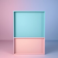 3d rendering of a showcase in pastel colors on a coloured background
