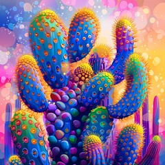 colorful cactus art painting ilustration generated ai