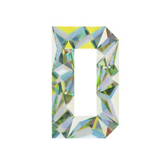 Low Poly 3D Letter D in Multicolored fractal glass