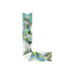 Low Poly 3D Letter L in Multicolored fractal glass