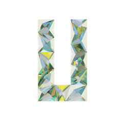 Low Poly 3D Letter U in Multicolored fractal glass