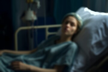 Naklejka premium blurry portrait of a female patient - treatment in the hospital