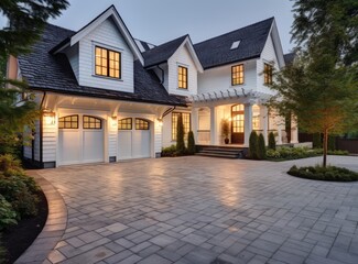 beautiful house front with driveway
