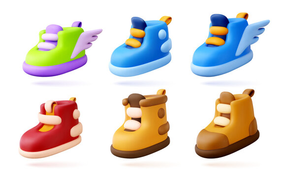3D icon of kids shoes.