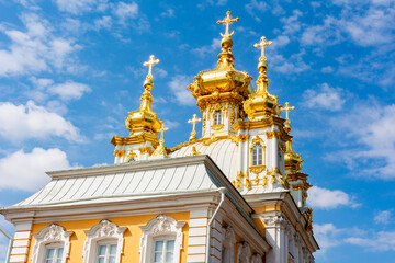 Fototapeta na wymiar East chapel in Peterhof, Saint Petersburg, Russia