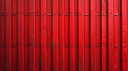 Abstract pattern of vibrant red metal slats creating a bold visual texture.