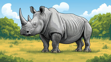 Fototapeta premium rhino in the grass