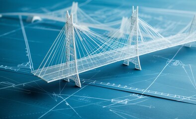 blueprint of cable  bridge