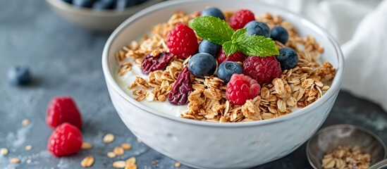 Delicious Homemade Muesli Served in a Stunning White Dish - Homemade Perfection, Muesli Medley, White Dish Delight