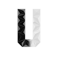 Low Poly 3D Letter V in Black & White Vertical