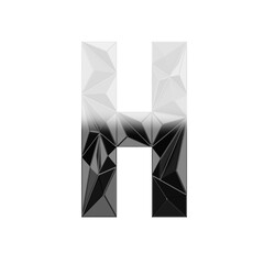 Low Poly 3D Letter H in Black & White Horizontal