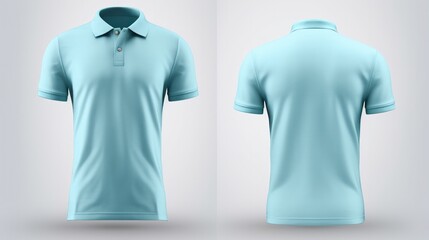 Blue polo shirt mockup, front and back view