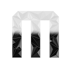Low Poly 3D Letter M in Black & White Horizontal
