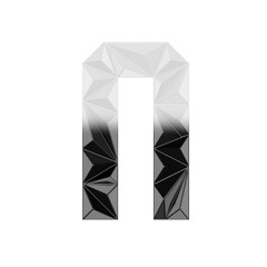 Low Poly 3D Letter N in Black & White Horizontal