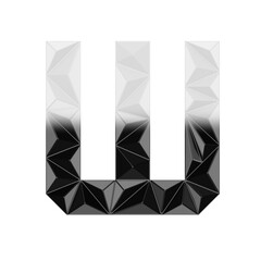 Low Poly 3D Letter W in Black & White Horizontal