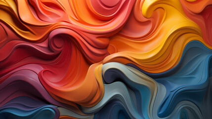 Vibrant Abstract Wavy Texture with Rich Swirls of Orange, Red, Yellow, and Blue