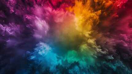 Background, dry paint - splashes or explosion, mix of colors, rainbow banner,