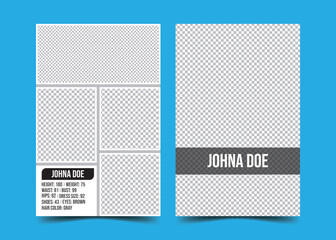 Vector modeling comp card. Its size is 5.5/8.5. It is a modern, sleek, and elegant design	