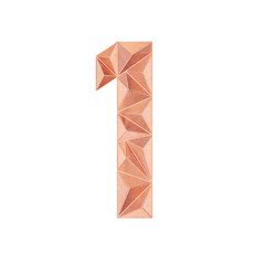 Low Poly 3D Number 1 in Gold/Copper