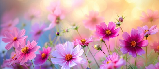 Beautiful Cosmos Flower: A Stunning Display of Beautiful Cosmos Flowers in Full Bloom amidst the Cosmos