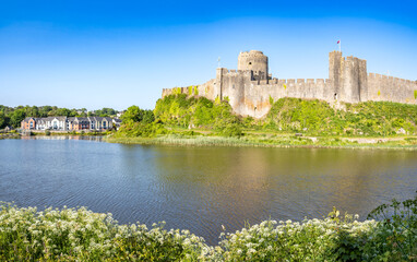 Fototapeta na wymiar Pembroke medieval castle in Wales