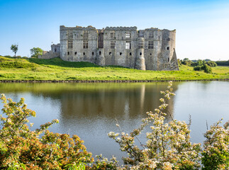 Carew medieval castle and Carew river in Wales