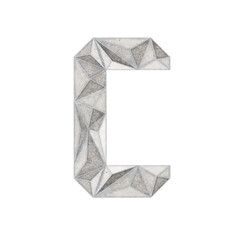 Low Poly 3D Letter C in welded steel