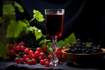 Kir in a glass cup with berries