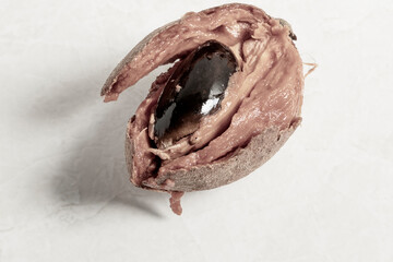 Tropical fruit mamey sliced zapote