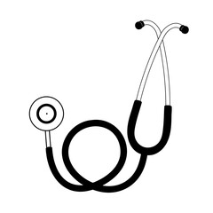 Stethoscope line icon isolated on white. Vector illustration