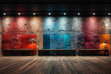 Picture a contemporary urban space with a simple brick wall, each brick telling a story through its varied colors. 