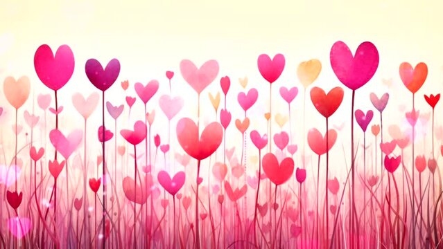 
Animated background with pastel pink hearts. Ai generative. Loop 18 seconds video.