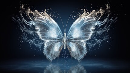 Butterflies formed from water are flying and the water is dripping beautifully. Generate AI image