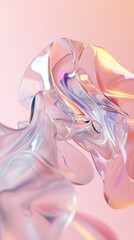 on floating 3D iridescent glass, organic forms, light refraction, gradient neon blue pink background for stories.