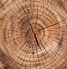 circular cuts in the rings of an old tree