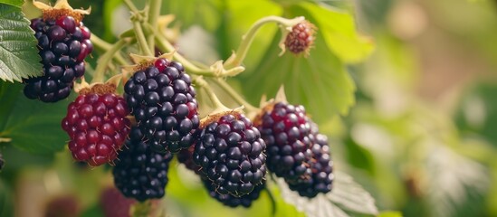 Exquisite Blackberries: Ripe, Ravishing, and Ready to Harvest in the Lush Garden of Delights - obrazy, fototapety, plakaty