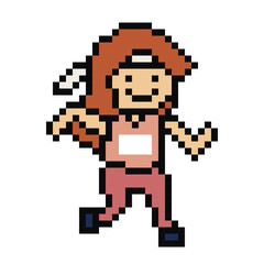 Cute pixel cartoon 8bit character woman run or running lifestyle vector for decoration life style 8 bit female girl marathon with bib exercise vector.